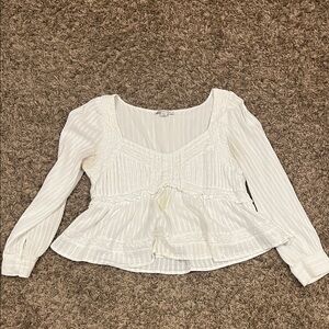 American Eagle Outfitters White Textured Blouse